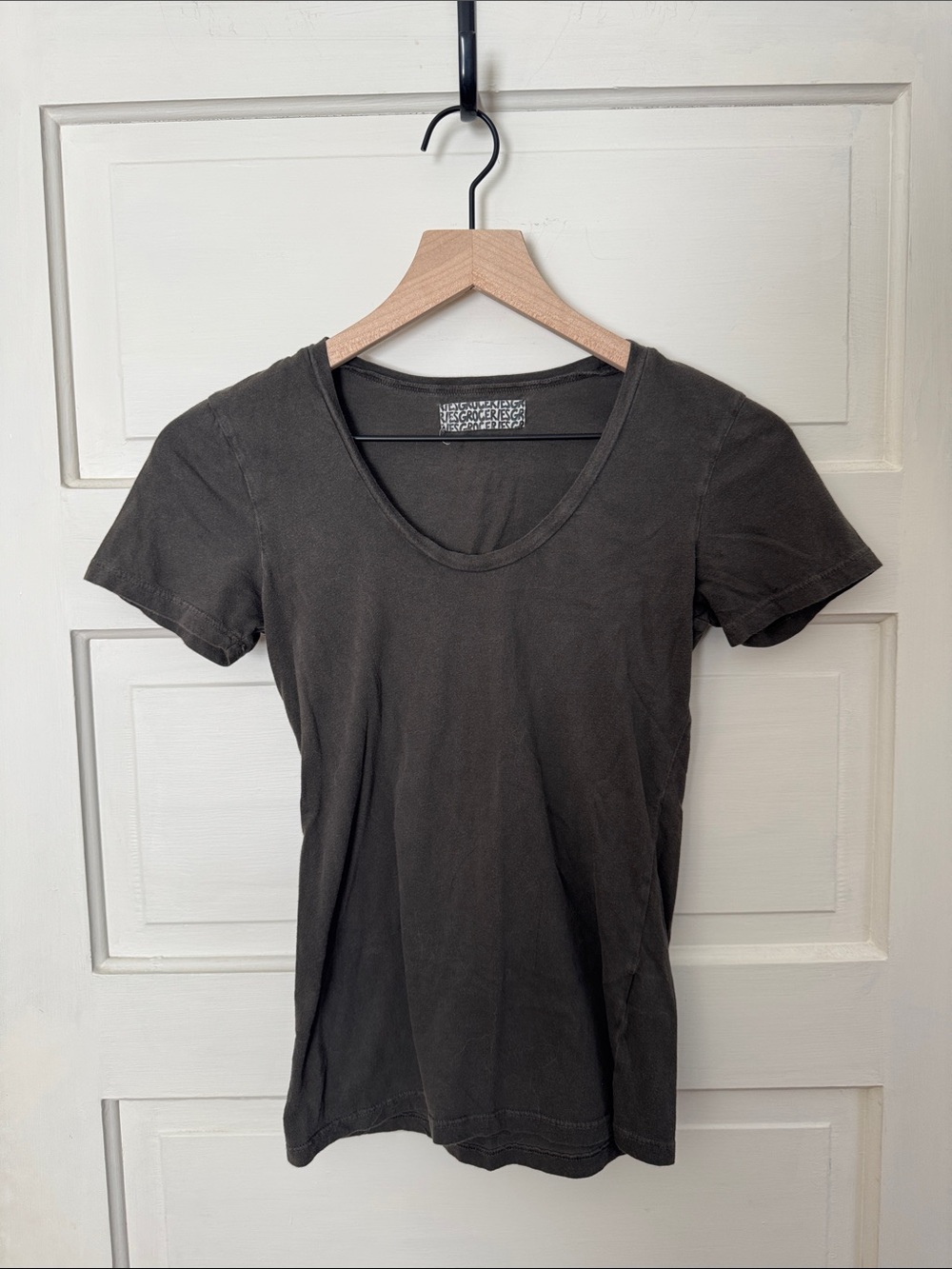 Groceries Women’s Scoop Neck Tee in Brown/Charcoal - Classic Everyday Style